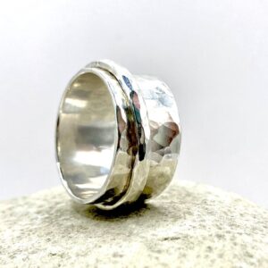 Bague en argent 925 artisanale "Bi-Bague" - Collection Texture