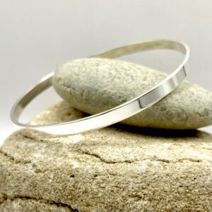 Bracelet jonc argent 925 artisanal bande - Collection Texture