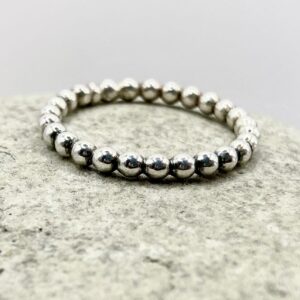 Anneau artisanal fil perlé argent 925 - Collection Texture